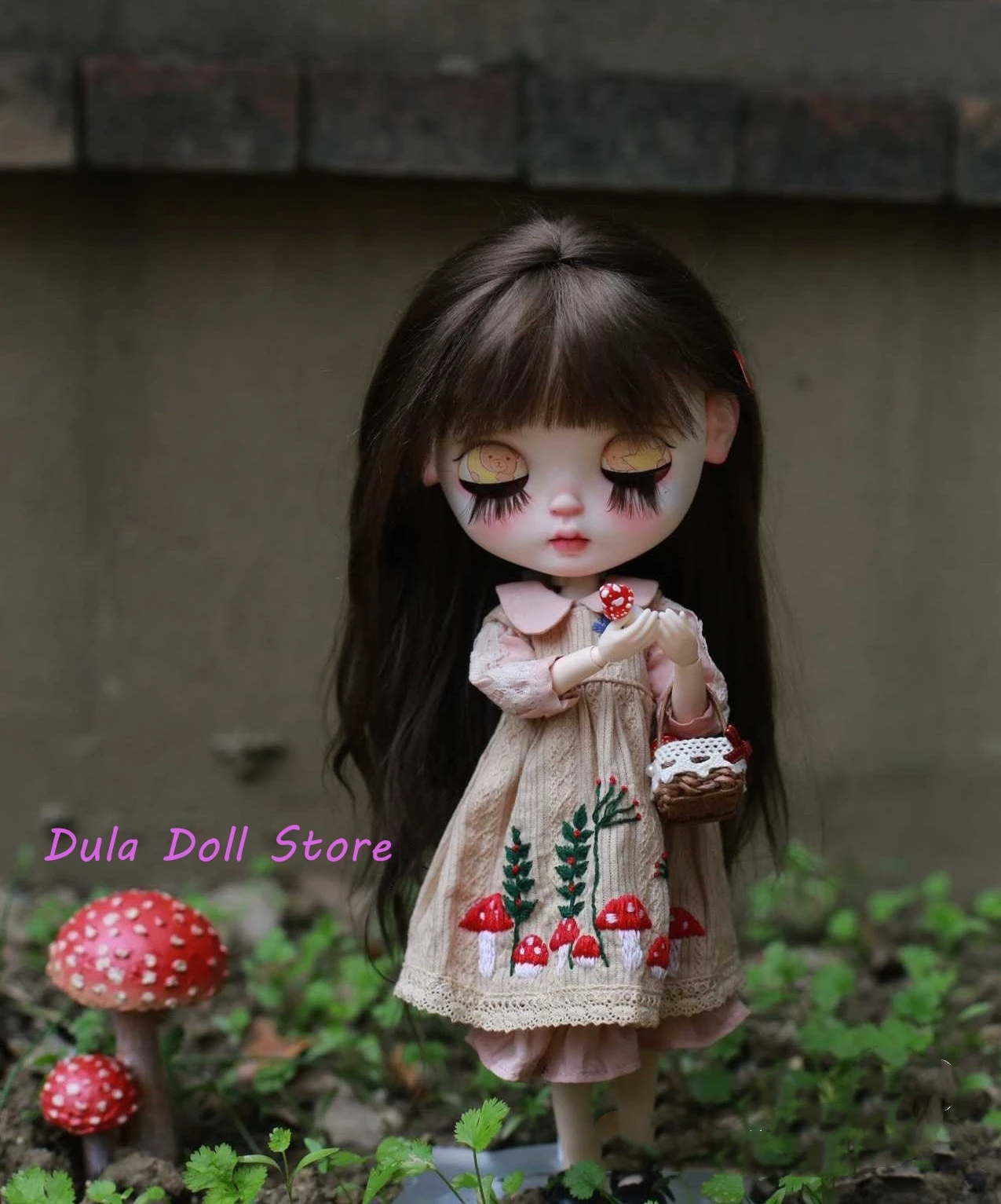 Dula Doll Clothes Tea dye Mushroom embroidery Blythe Qbaby ob24 ob22 ob11 Azone Holala Licca ICY JerryB 1/6 Bjd