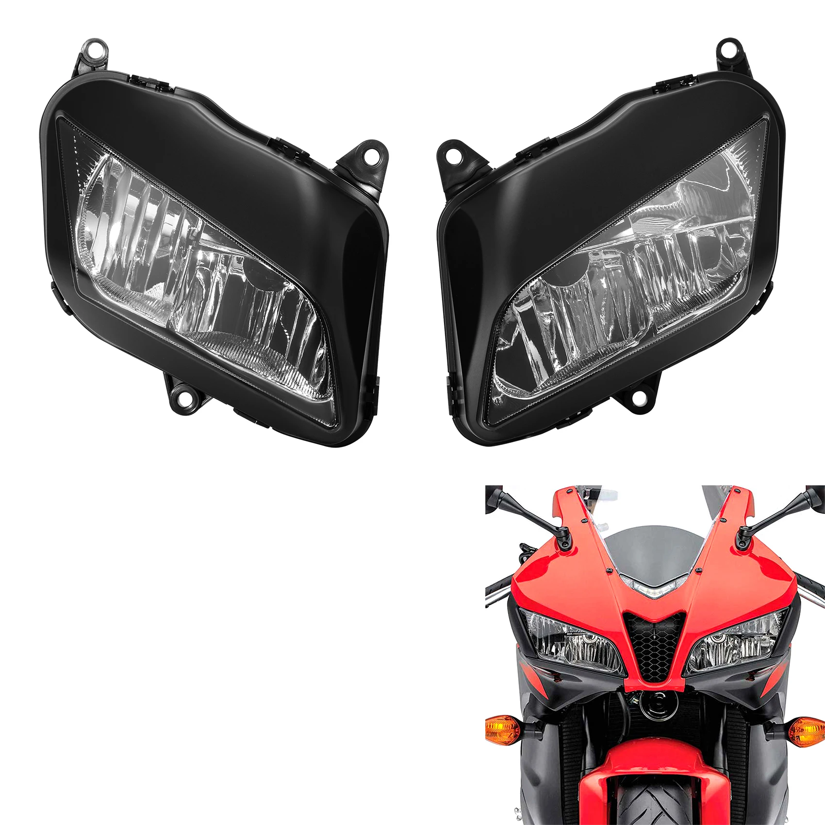 

Motorcycle Headlight Headlamp Head Lights Assembly For Honda CBR600RR CBR 600 RR 600RR 07-12 Right & Left