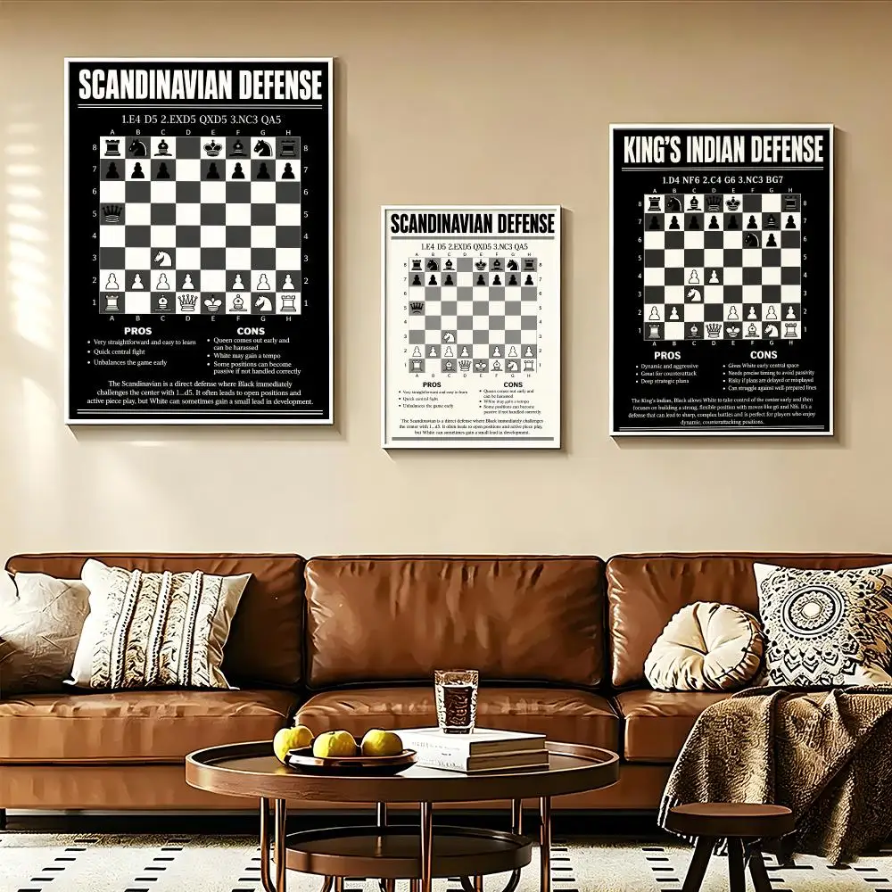 Chess Classic Opening Strategy Guide Poster Modern Aesthetic Wall Art for Home Bar Cafe Bathroom Decor