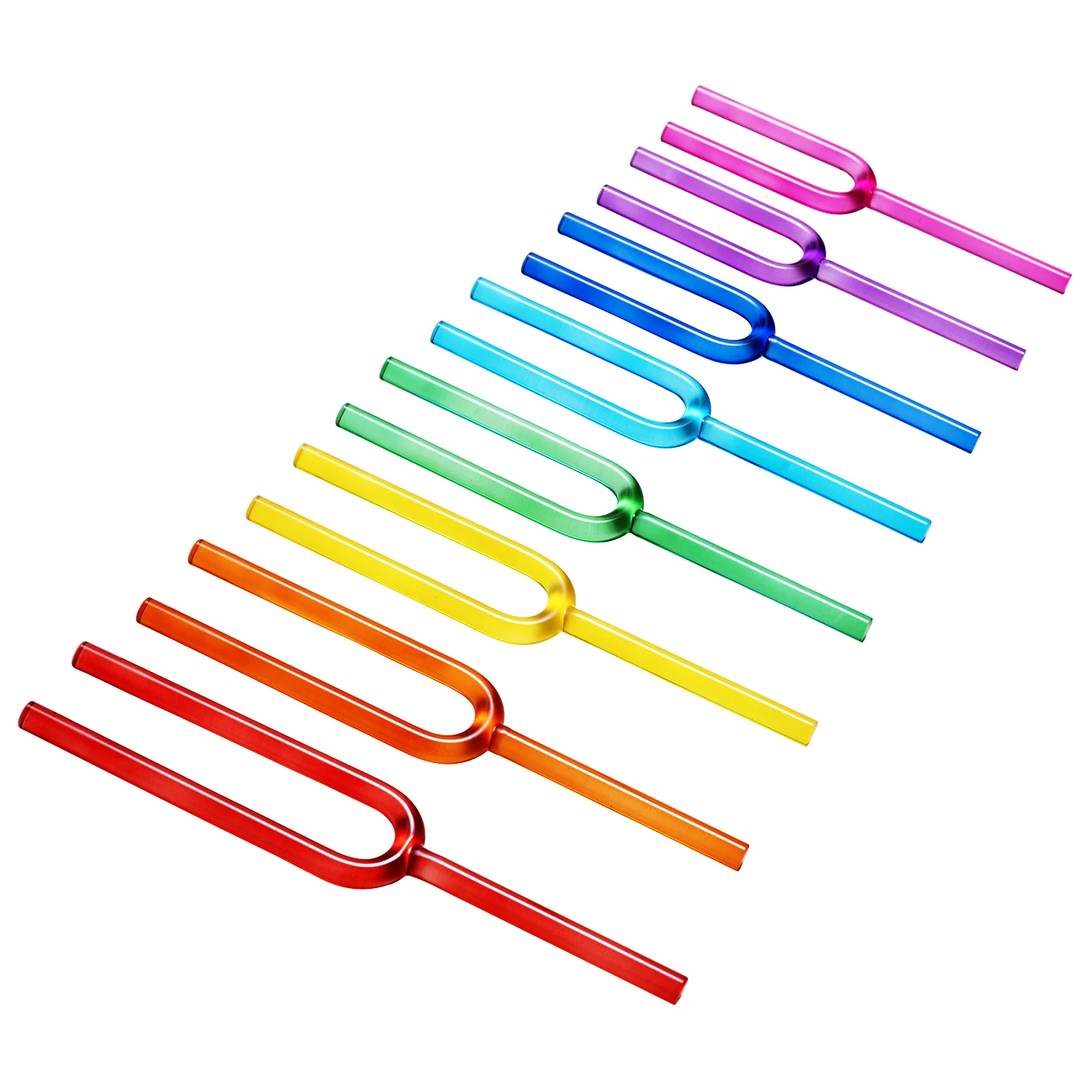 High Purity 16mm Colorful Crystal Tuning Fork Set Quartz Tuning Fork Chakra Sound Healing Music Instrument