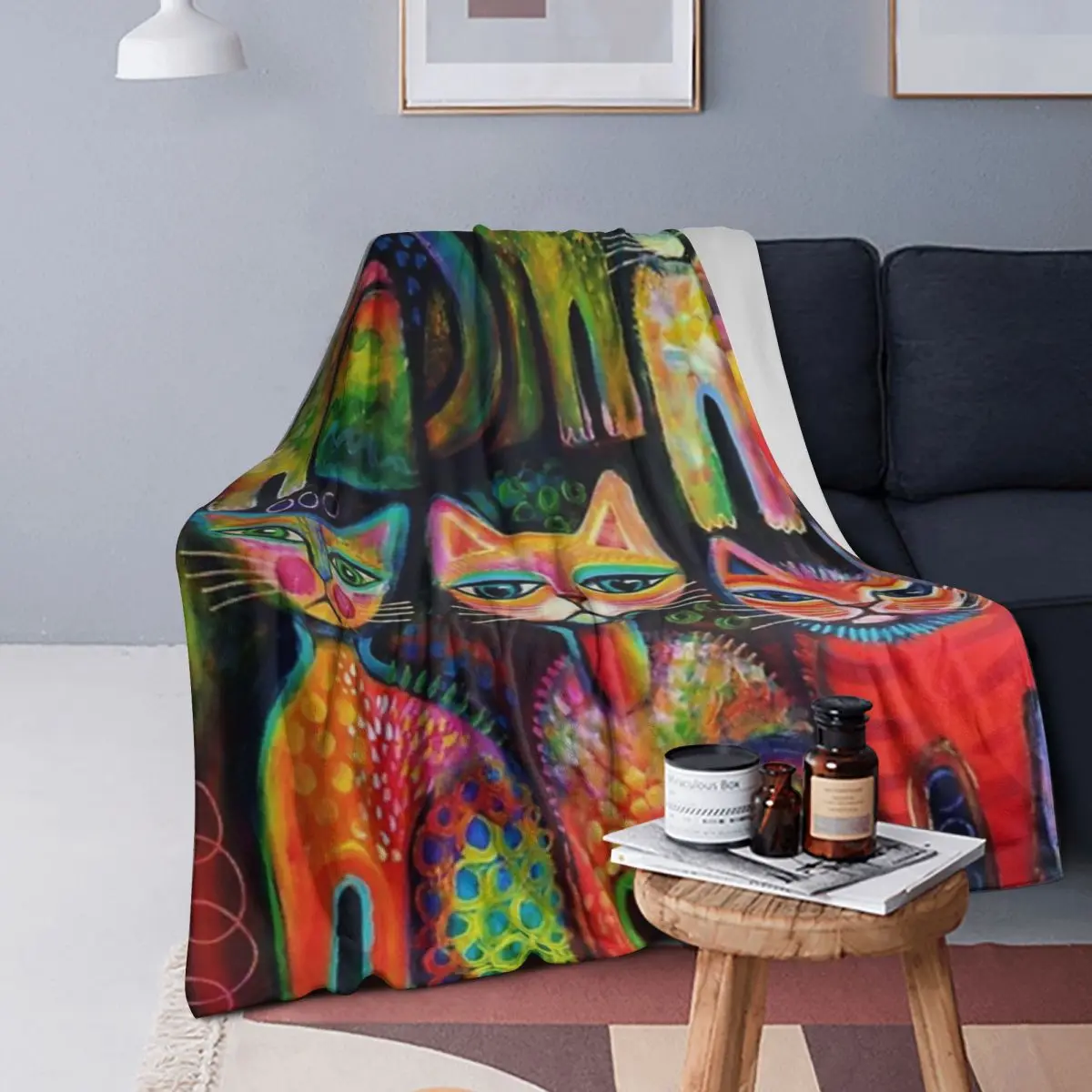 

Cute Kittens Blanket Soft Warm Flannel Throw Blanket Plush for Bed Living room Picnic Travel Home Sofa