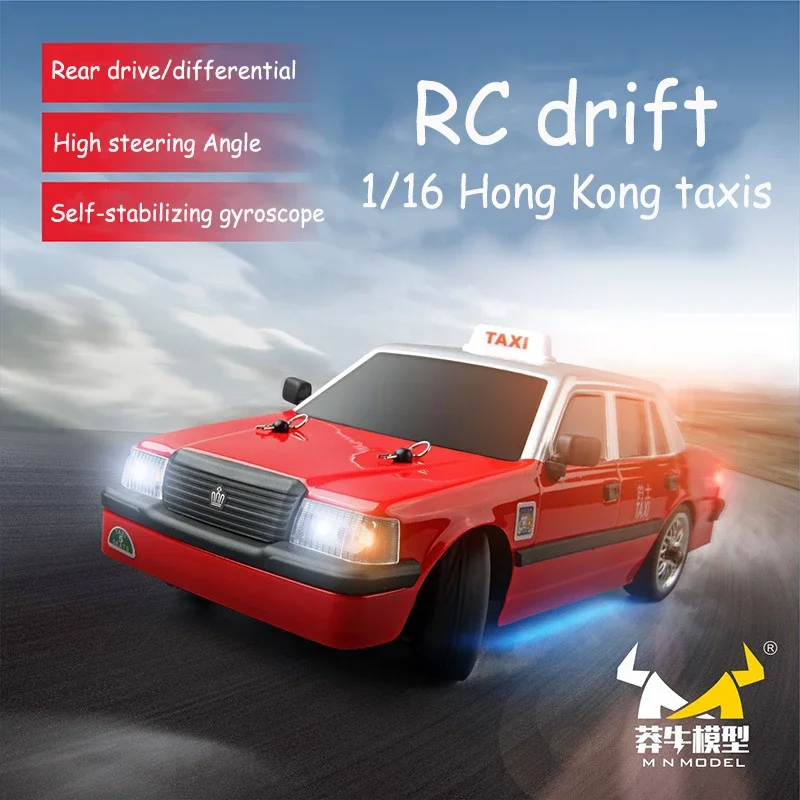 New Mn-38 Mang Niu 1:16 Full Scale Drift Remote Control Car Rc Car Hong Kong Taxi Taxi High-speed Drift Car Boy Toy Gift Box