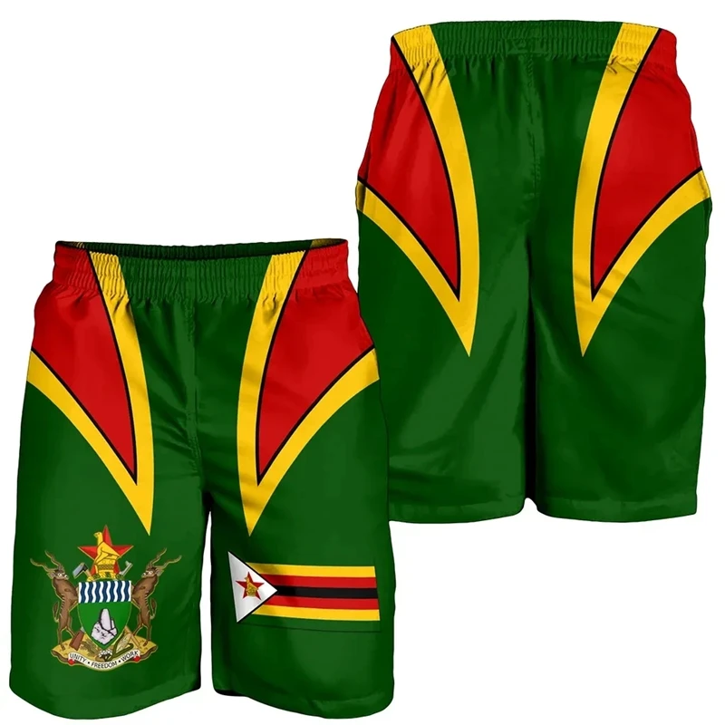 Zimbabwe Flag Map 3D Print Short Pants For Men Clothes Casual Hawaiian Beach Shorts Surfing Boy Trunks National Emblem Trousers