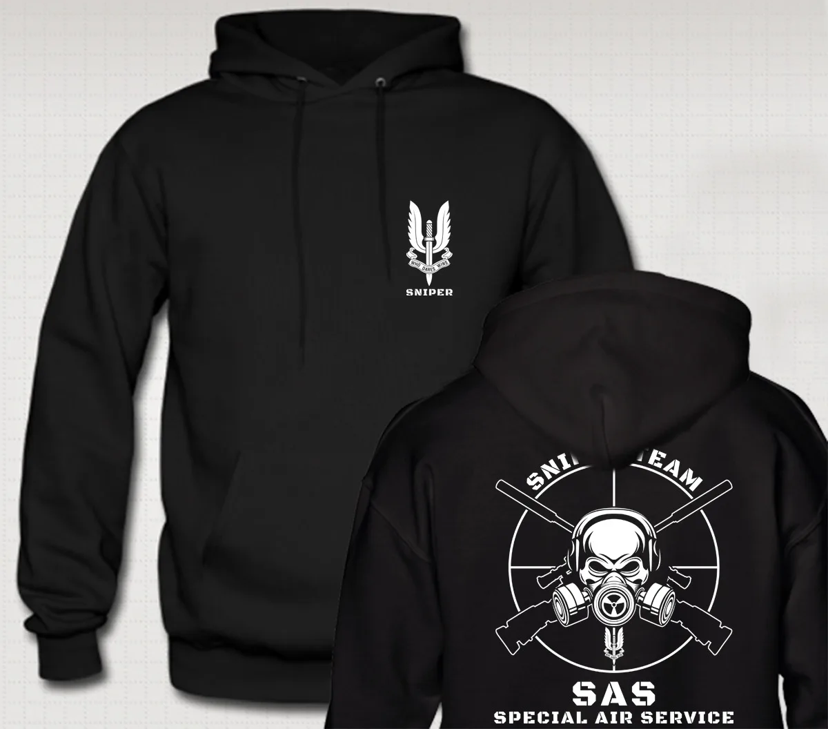 SAS Special Air Service British Army Special Forces Sniper Black Hoodie