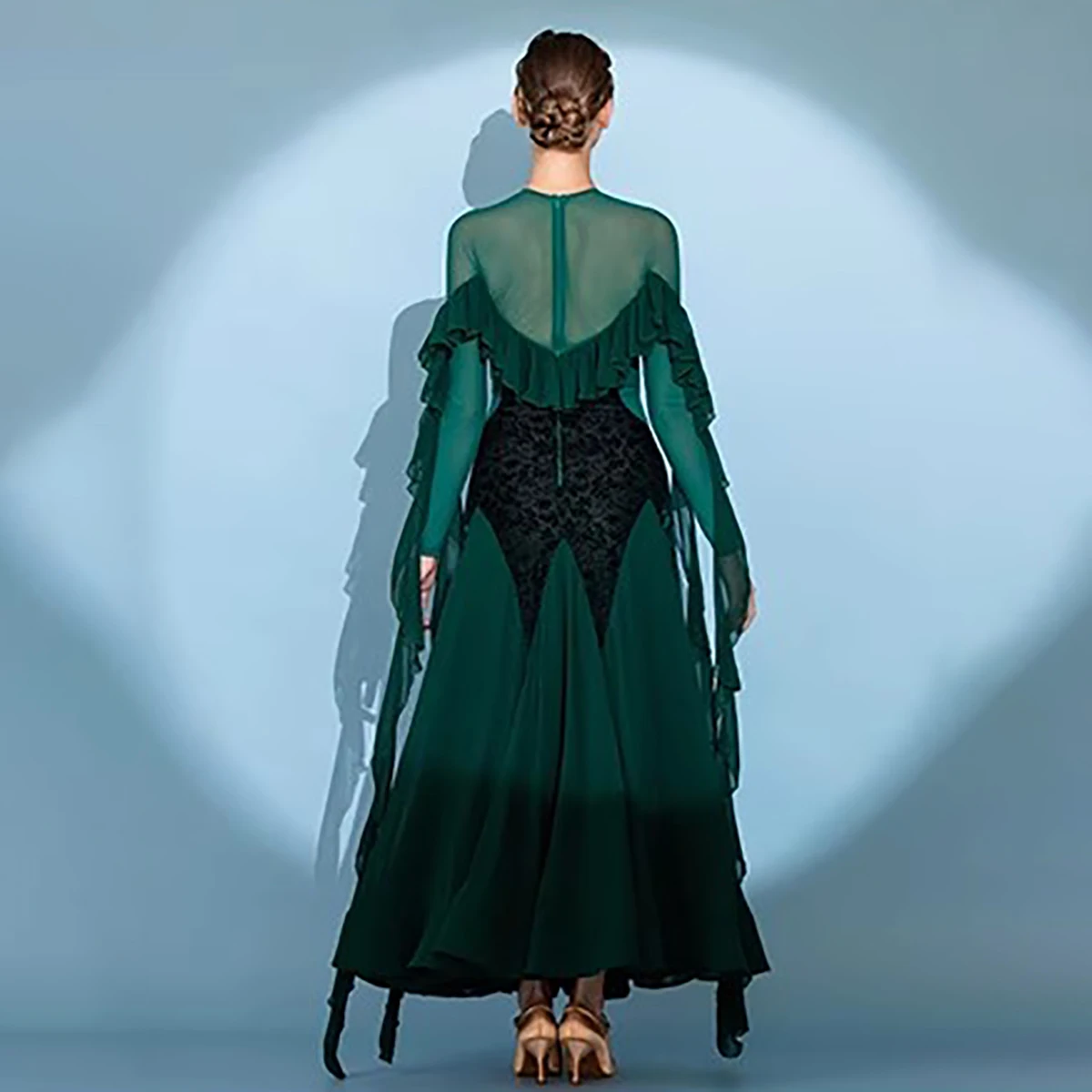 

Green Modern Dance Practice Clothes for Women Balloom Dance Dress 2025 New Long Sleeve Tango Party Waltz Dancing Costumes