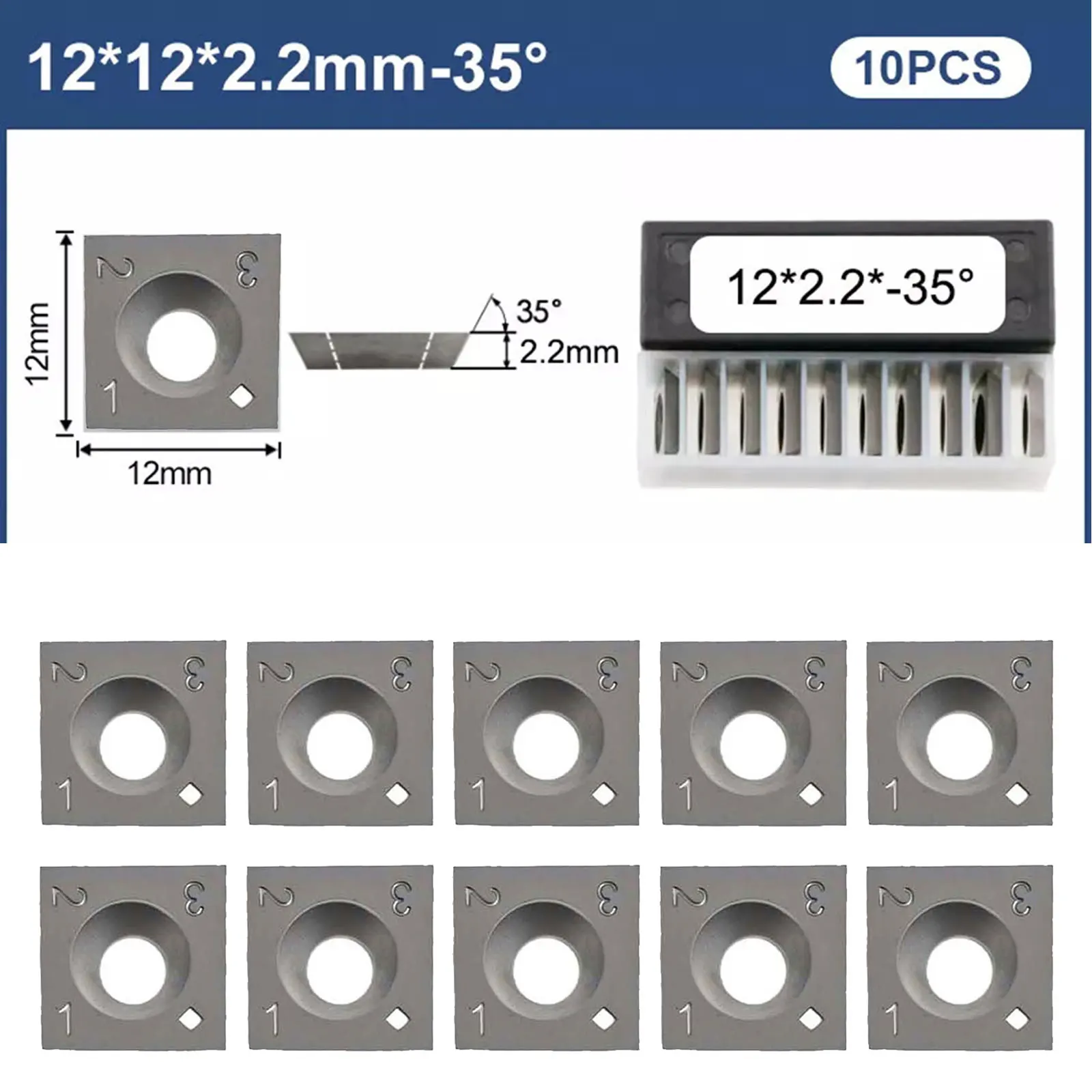 Twelve Millimeter Square Insert Kit A Total of Ten Blades Designed to Meet All Your Carpentry Needs Efficiently