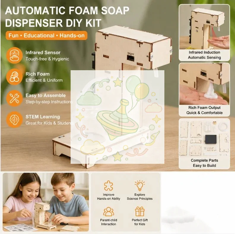 1 Set DIY Automatic Induction Foam Hand Washer STEM Kit Eco-Friendly Assembled Toy for Kids Hygiene Awareness Learning