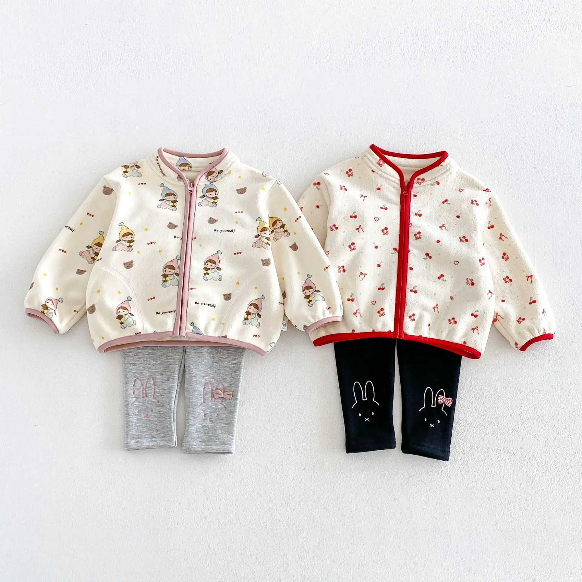 2026 New Fall Winter Girls All-Over Print Fleece Jacket | Thick Cartoon Coat | Cute Warm Outwear