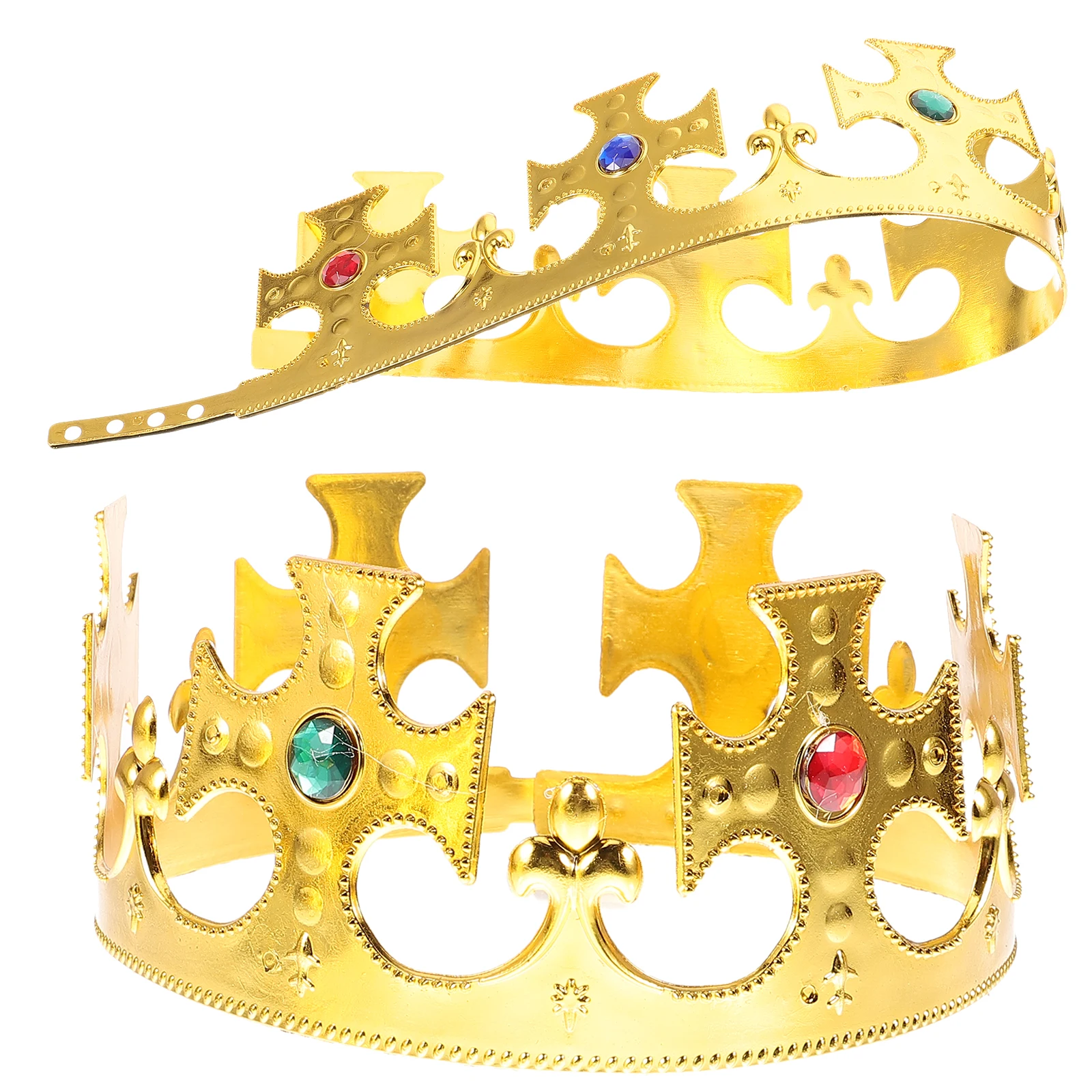 

2 pcs Plastic Electroplating Crown Medieval King Queen Costume Party Prop Halloween Wedding Celebration