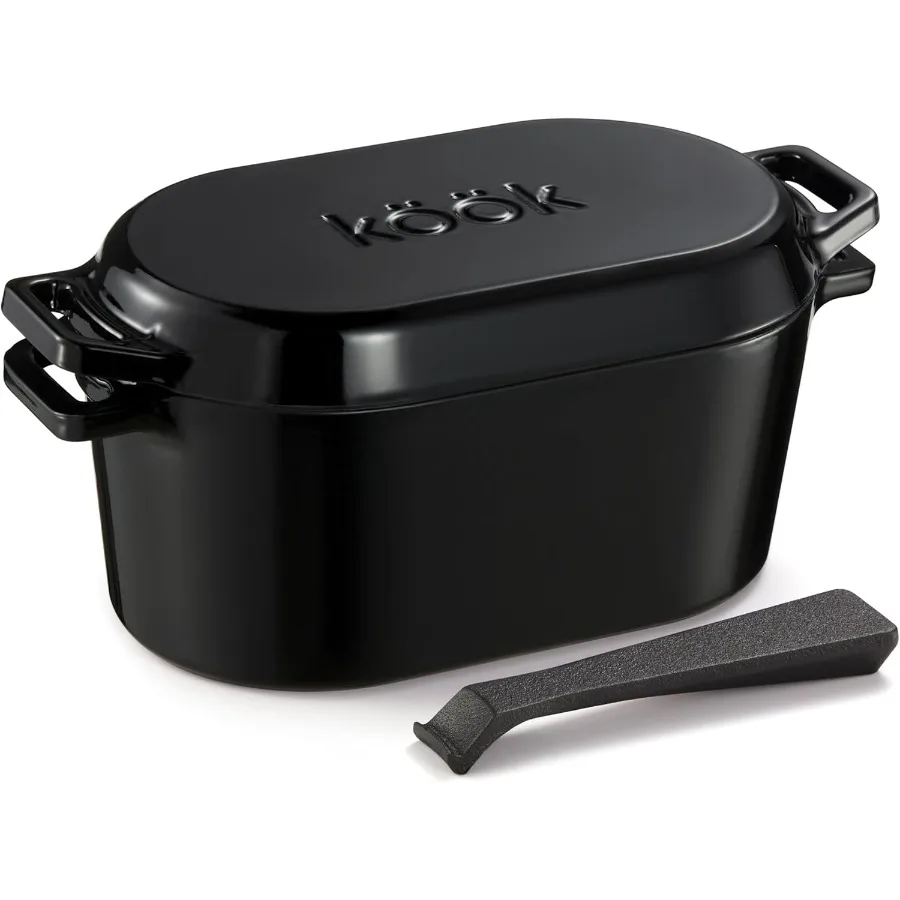 

Dutch Oven for Bread Baking Sourdough Loaf Pan with Lid Dual Handles Enameled Cast Iron includes Lid Lever Dishwasher Safe 3.4