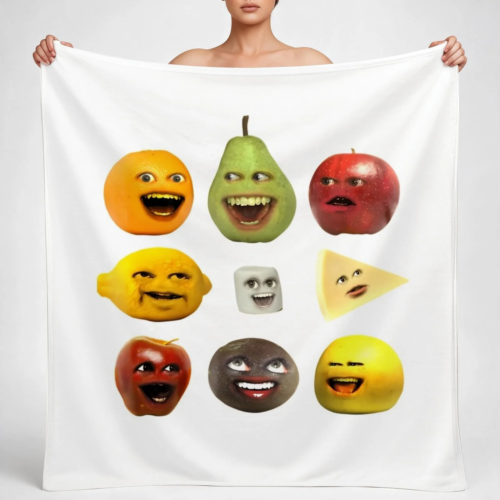 Annoying Orange And Characters Throw Blanket couch cozy soft plush fuzzy picnic outdoor blanket