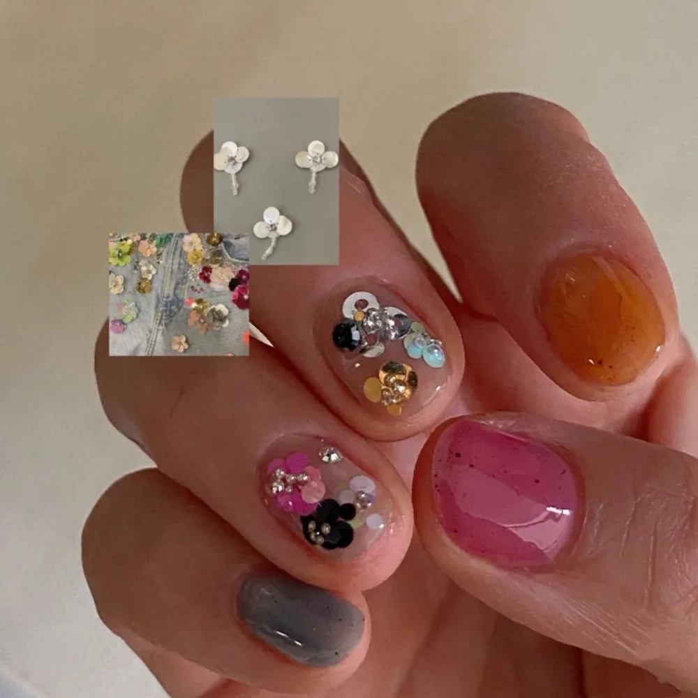 Y2K 12-Grid Polka Dot Glitter Nail Art Decorations DIY Minimalist Sequins Nail Decorations Colorful Nail Charms Nail Salon