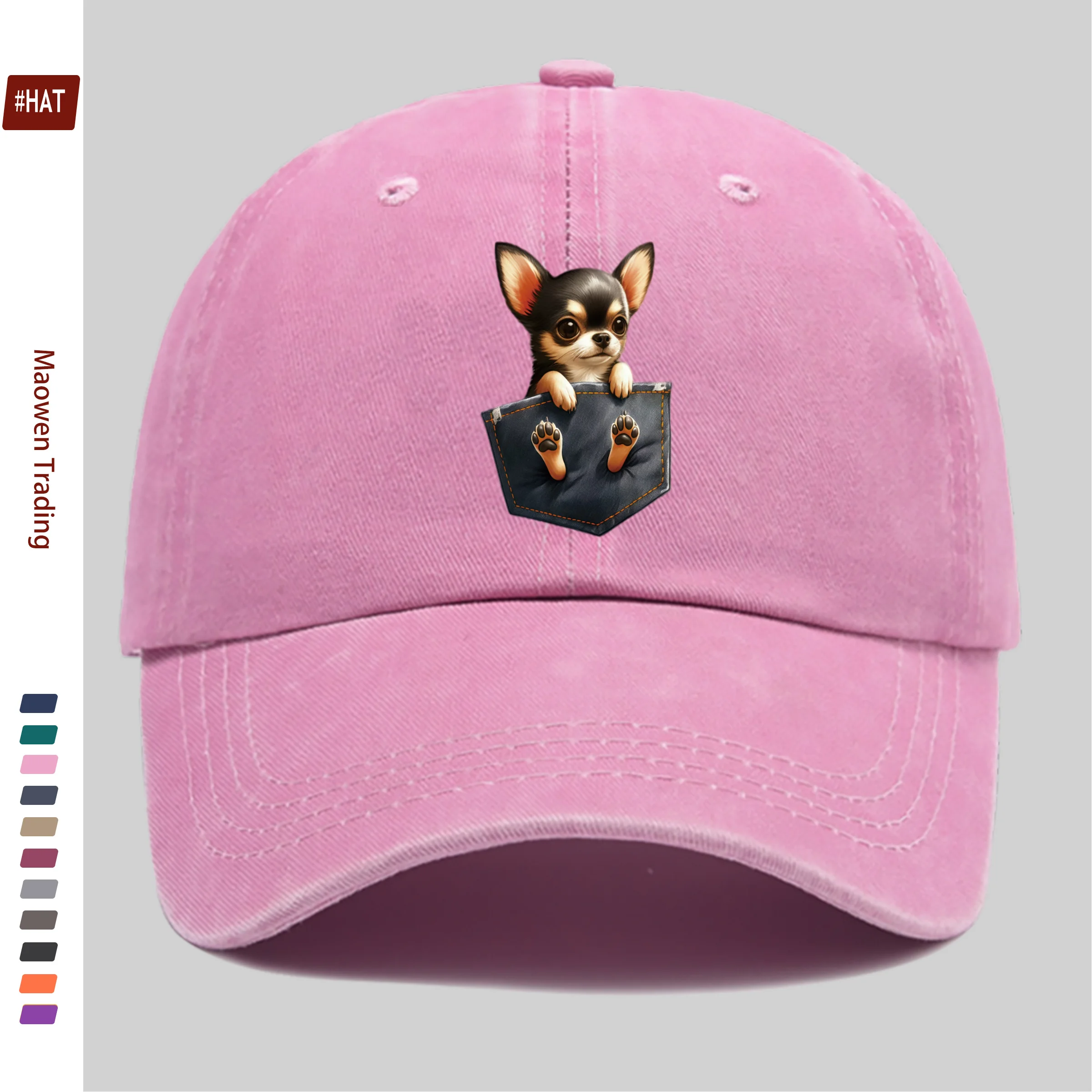 1pc Chihuahua Print Trucker Hat - Adjustable Snapback Cap with Chihuahua Dog, Lightweight Suitable for Men & Women, for, Beach, - view 4