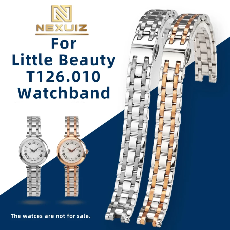 Ladies' Notch Stainless Steel Watch Strap For Tissot 1853 Little Beauty Series T126010 Quartz Watch Strap 4mm Notch 12-4mm Belt