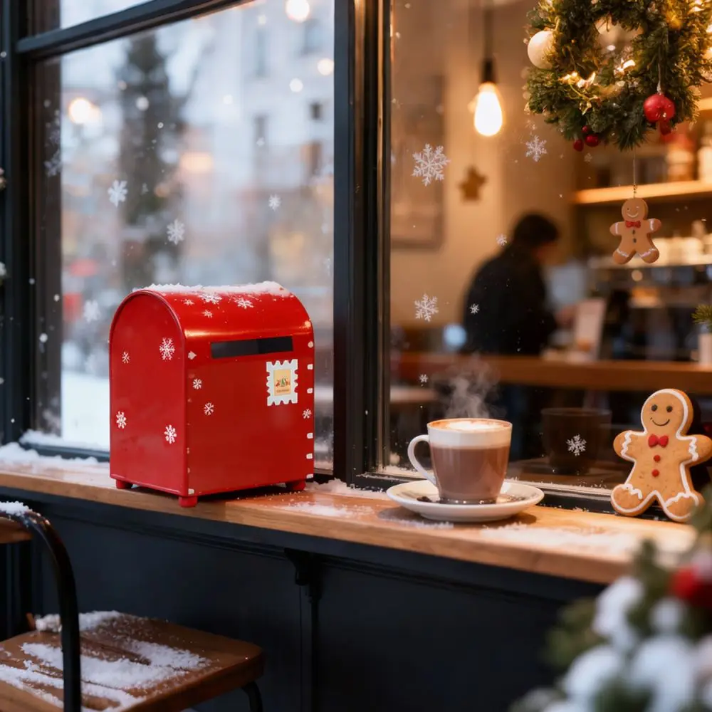 Festive Iron Mailbox Figurine Christmas Ornament Vintage Red Postbox Decor For Indoor Tabletop Creative Gift