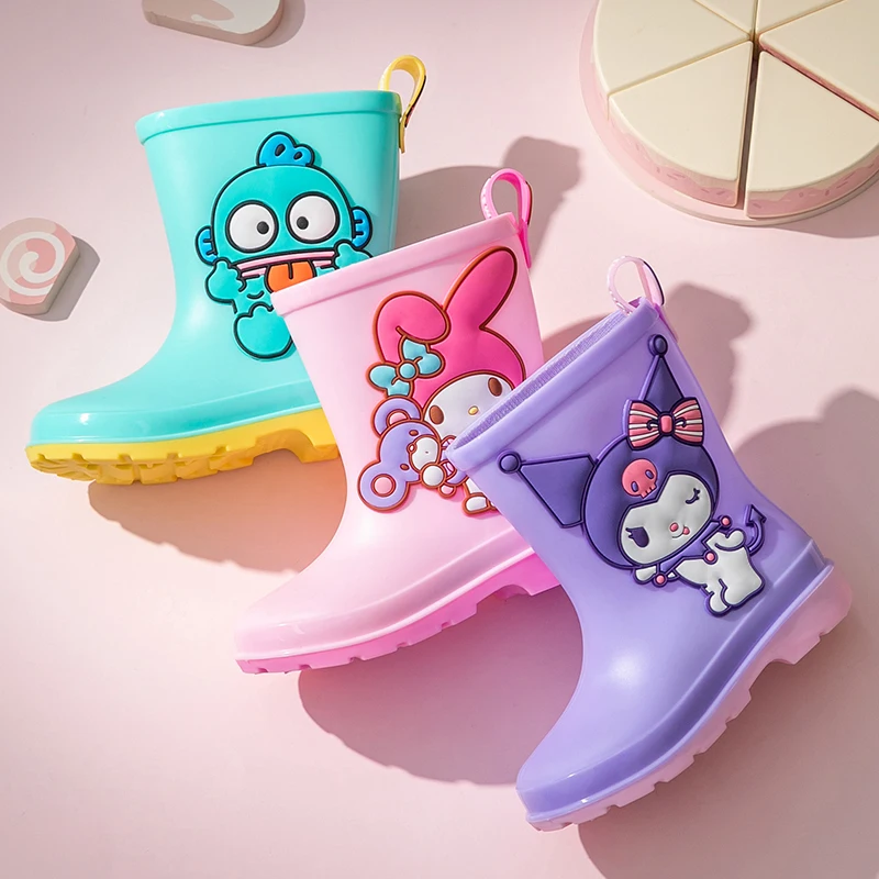 Sanrio Kids Rain Boots Cute Cartoon Girl Melody Kids Crystal Rain Bootscute cartoon rain boots girls non-slip glue shoes