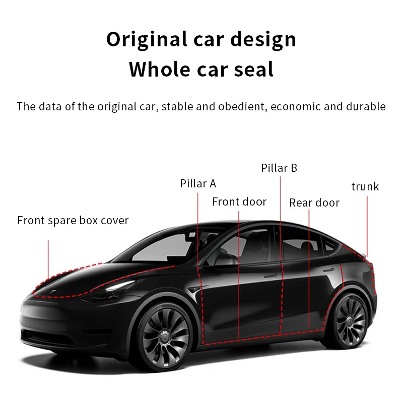 6Pcs Rubber Door Seal Strips Kit for Tesla Model 3 – Soundproof & Noise Reduction Car Sealing Trim Tape view 2