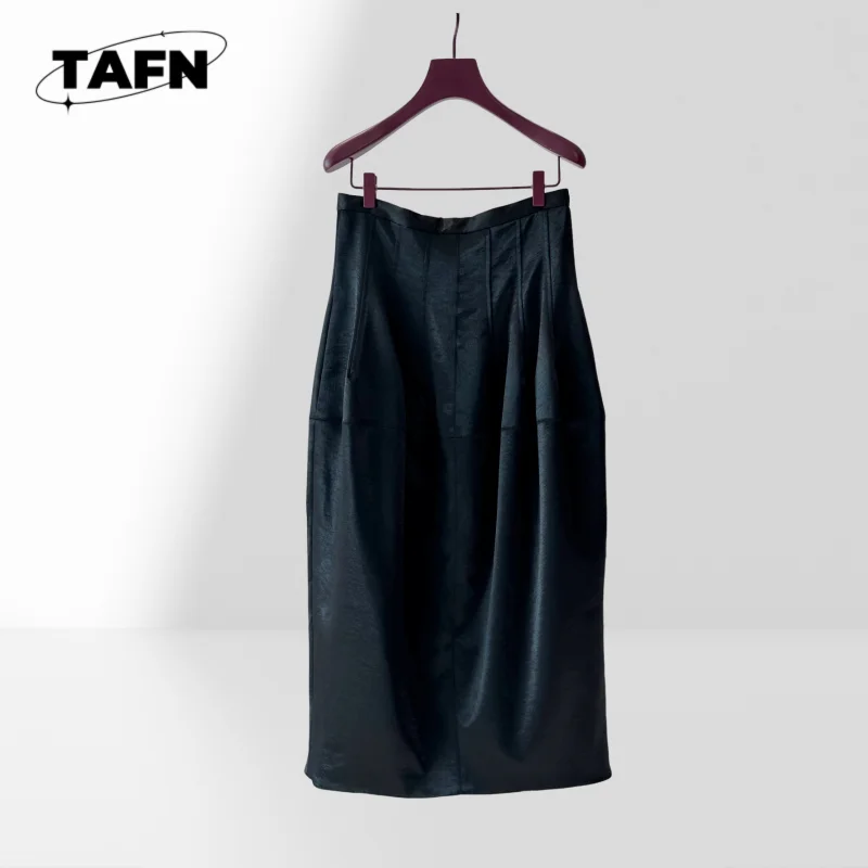 

Comfy Casual Maxi Skirt with Elastic Waistband - for Relaxed Days Black High Waist Bud Skirt Super Modified Figure Ratio AG1421