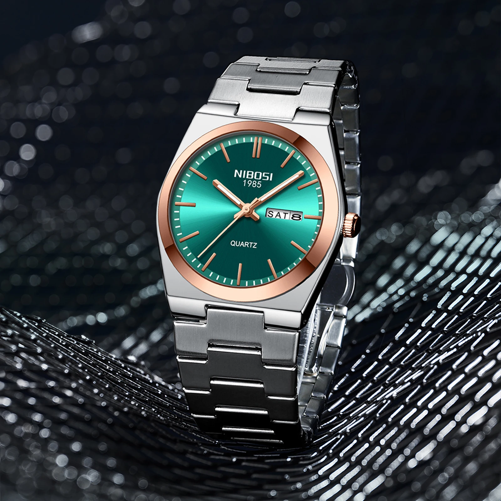 ساعة يد NIBOSI-Quartz للرجال ، فولاذ مقاوم للصدأ ، مقاوم للماء ، تقويم ، كرونوغراف ، ساعة تناظرية ، فاخرة ، عمل ، علامة تجارية مشهورة