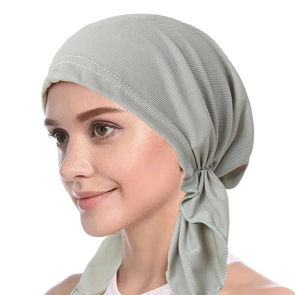 

Muslim Women Pre-Tied Hat Turban Stretch Inner Hijab Chemo Cap Bonnet Beanie Hair Loss Headwear Bandanas Headband Turbante Mujer