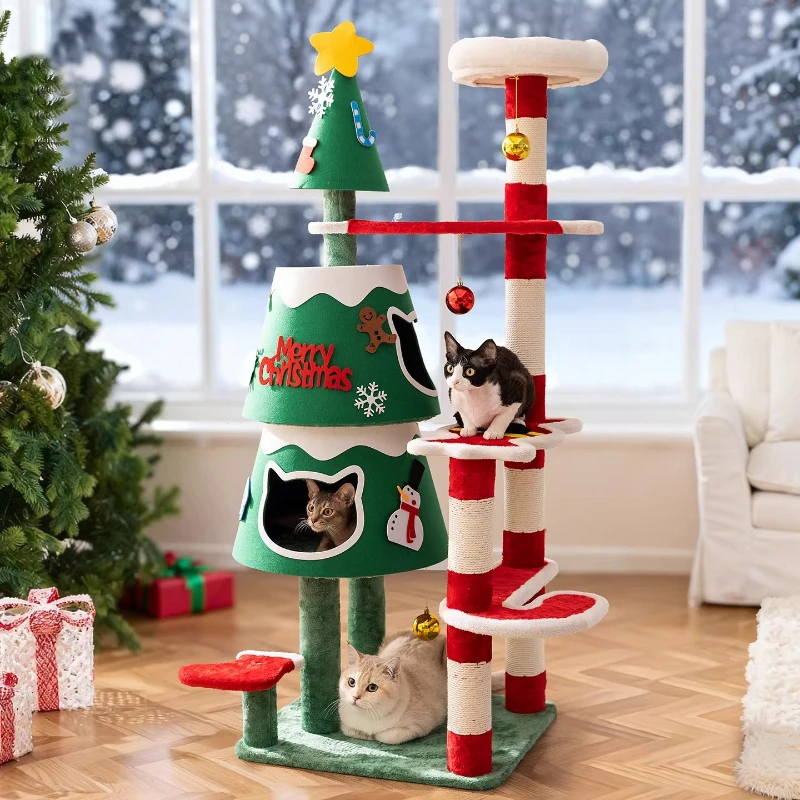 

Christmas tree cat climbing frame nest climbing frame available in all seasons Fun cat climbing frame