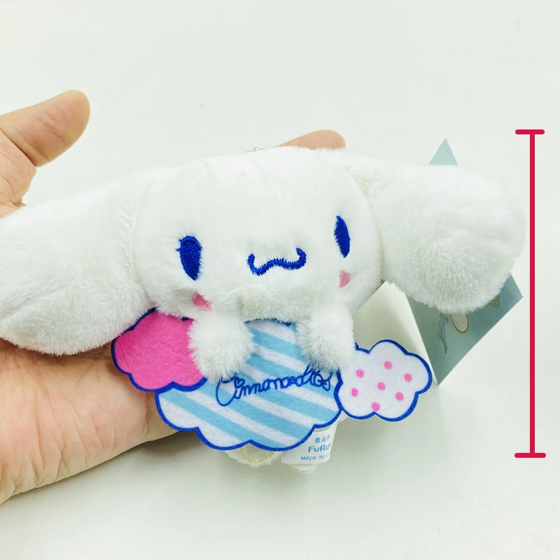 Sanrio-llaveros de Peluche de la serie Cinnamoroll Cloud para niños, llaveros colgantes de 9cm, juguetes de decoración para bolsos, llavero Kawaii, muñeca de Peluche, regalos encantadores