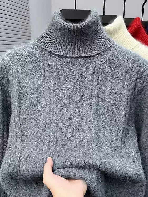 100% cashmere sweater for men and women business high lapel extra thick bottoming sweater pullover