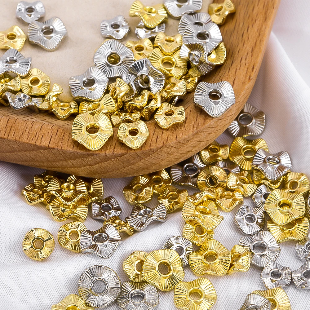 20/30/50Pcs Gold Color Plated Metal Wave Shape Spacer Beads For DIY Jewelry Making Bracelets Beads Separator Beads Accessories view 2
