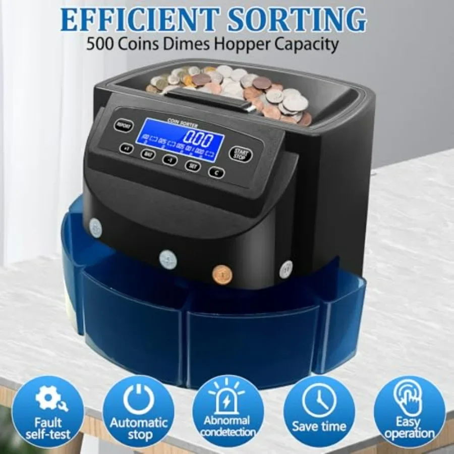 Compteur de pièces de monnaie électrique automatique avec écran LCD pour un tri efficace de 270 pièces par minute et une capacité jusqu'à