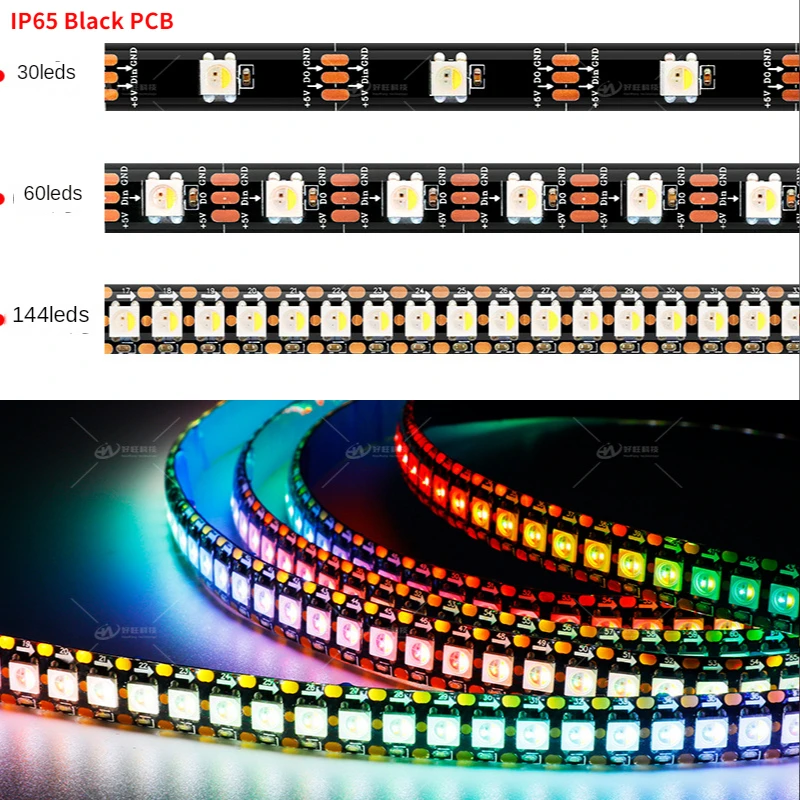 SK6812 RGBW Led Strip Light 4 IN 1 Similar WS2812B 30 60 144 LEDs/m Individual Addressable RGBWW Led Lights IP30 65 67 DC5V