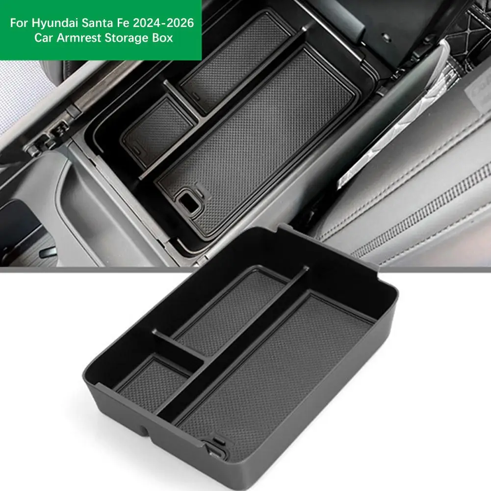 Center Console Storage Box for 2024-2026 Hyundai Santa Fe Armrest Organizer Tray with Screen Compartment