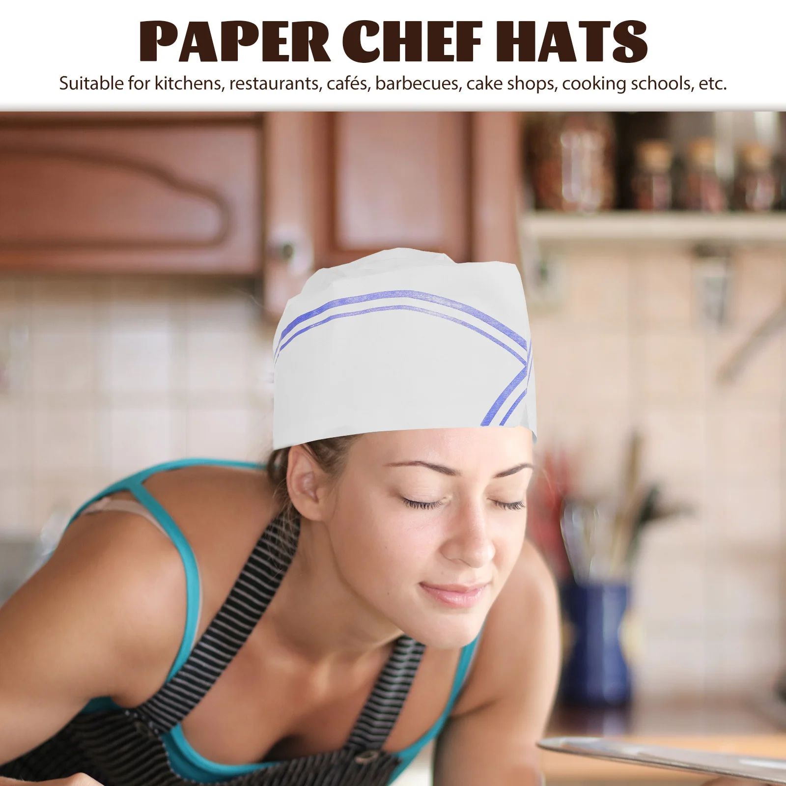 40 Uds. Gorro de Chef desechable, gorro de cocina de papel, duradero, grueso, cómodo, adecuado para hombres y mujeres en restaurante