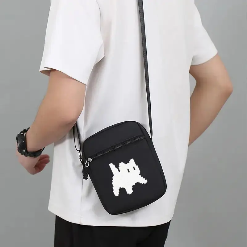 

Retro 8-Bit Pixel Crossbody Bag for Strap Gaming Sling Backpack Handheld Messenger Bag Pixelated with Golden Unisex Street Style