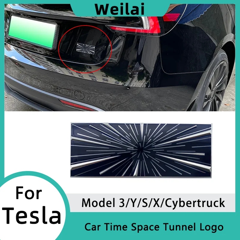 

Car Stickers for Tesla Model Y Juniper Model 3 Highland Trunk Time Space Tunnel Logo Badge Emblem Decals Sticker Plaid Accessory
