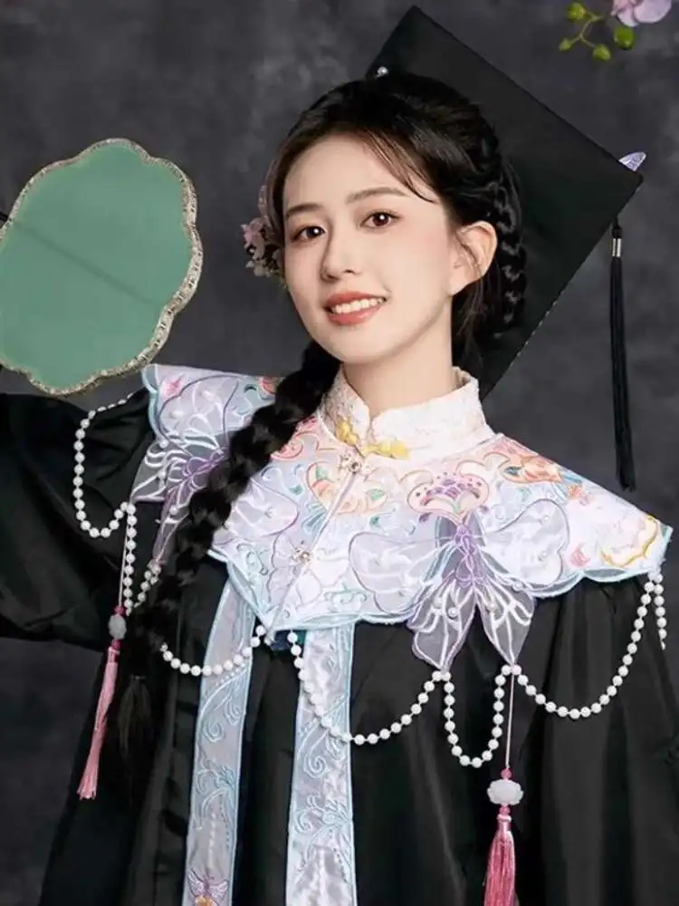 New Chinese Style Cloud Shoulder Academic Dress Graduate Graduation Photo Ming System Butterfly Collar Accessories Shawl Student