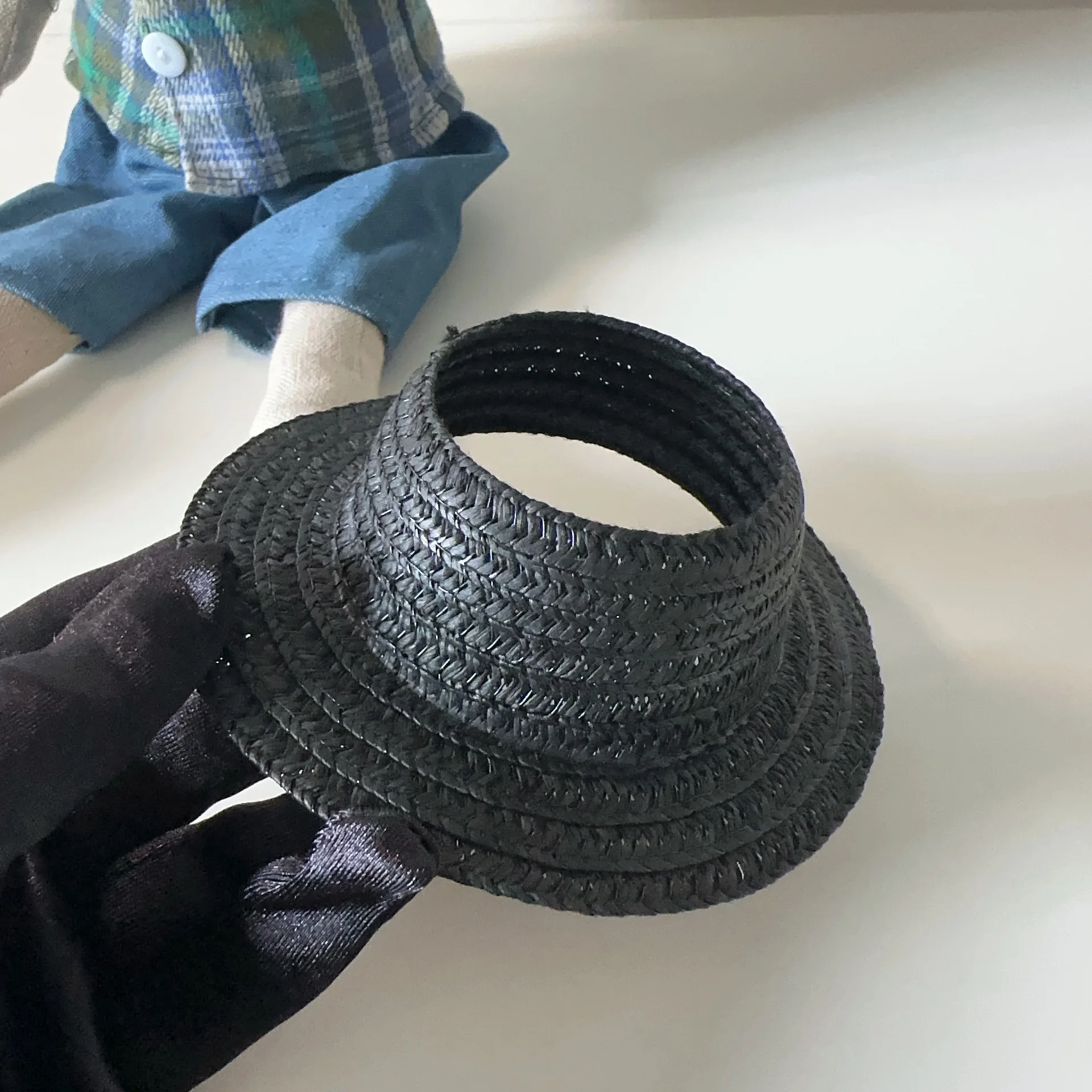 

Exposing Doll Hat Empty Top Sitting Party Pendant Straw Hat Empty Top Labubu Hat