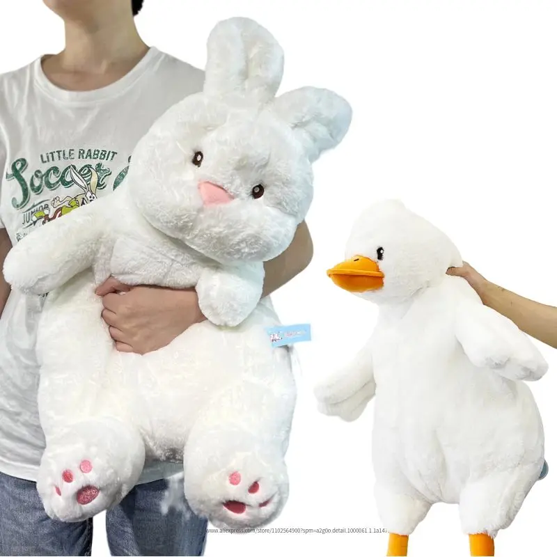 

Super Soft White Bunny Plushie Toys Stuffed Animals Kawaii Duck/Rabbit Huggle Toys Kids Fluffy Toy Baby Cuddly Pillow For Girls