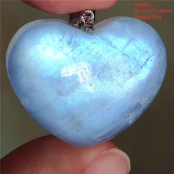 Natural Blue Moonstone Heart Pendant Jewelry Women Men Love Rectangle Crystal Moonstone Bead Necklace Healing AAAAA