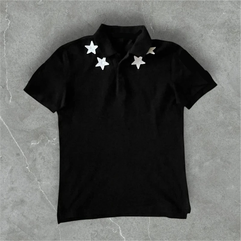 Mens T Shirt Harajuku Letter Patchwork Streetwear Short Sleeve Tee High Street Fashion Casual Loose Fit Summer Top Unisex Trend