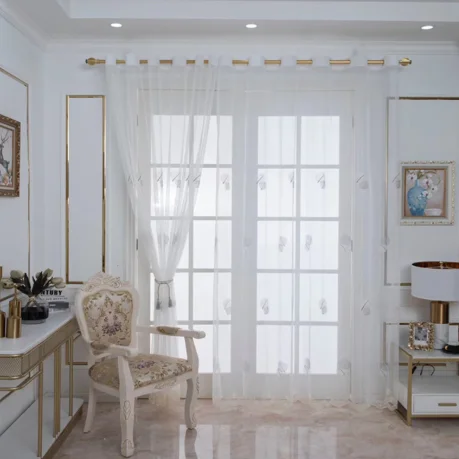 Modern Simple Style Leaf Embroidery Elegant Shadow Leaf Curtains Living Room Bedroom Balcony Blackout Curtains