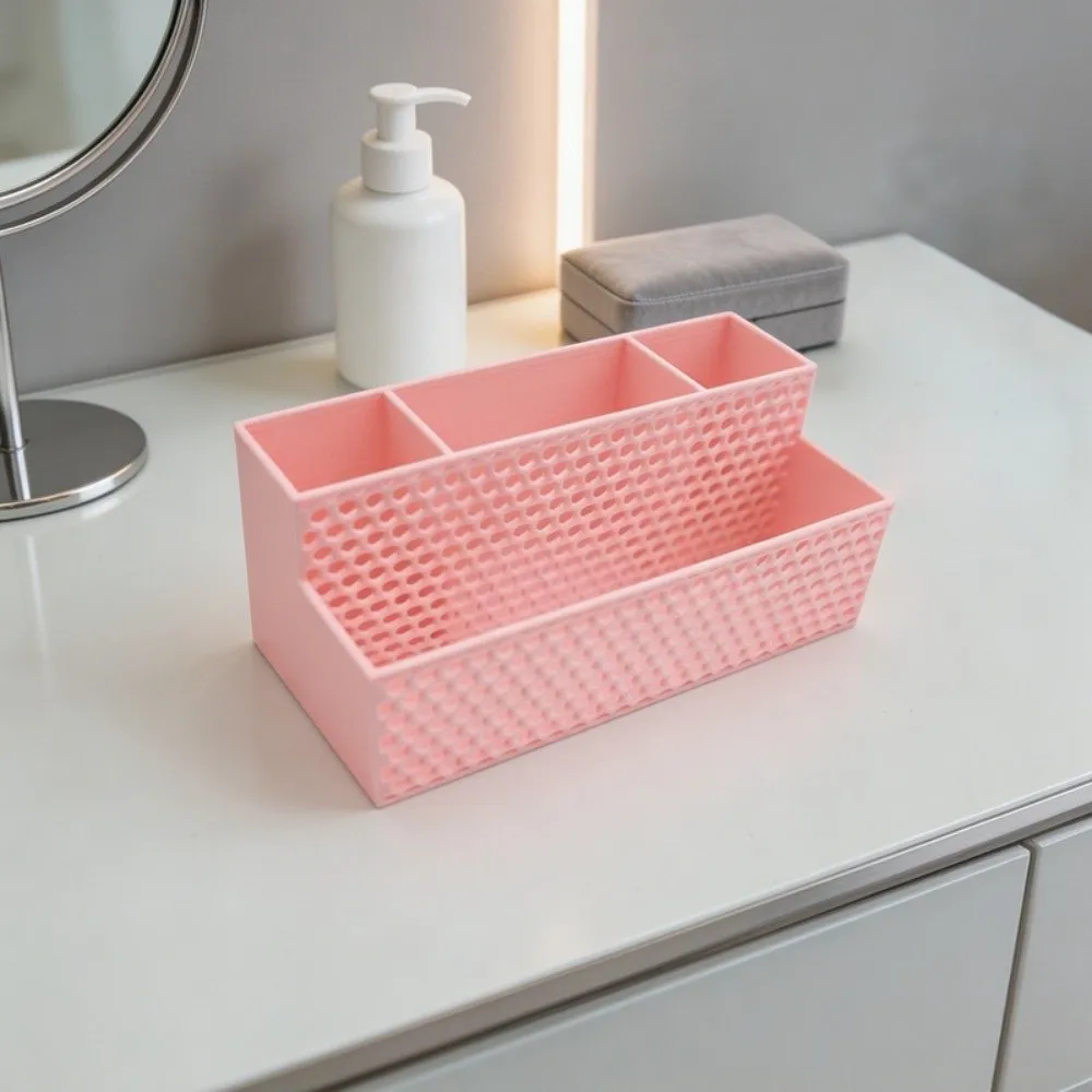 3D Printed Pen Holder Hollowed-out 4 Grid Pencil Storage Box Large Capacity Creative Stationery Organizer Student Gift