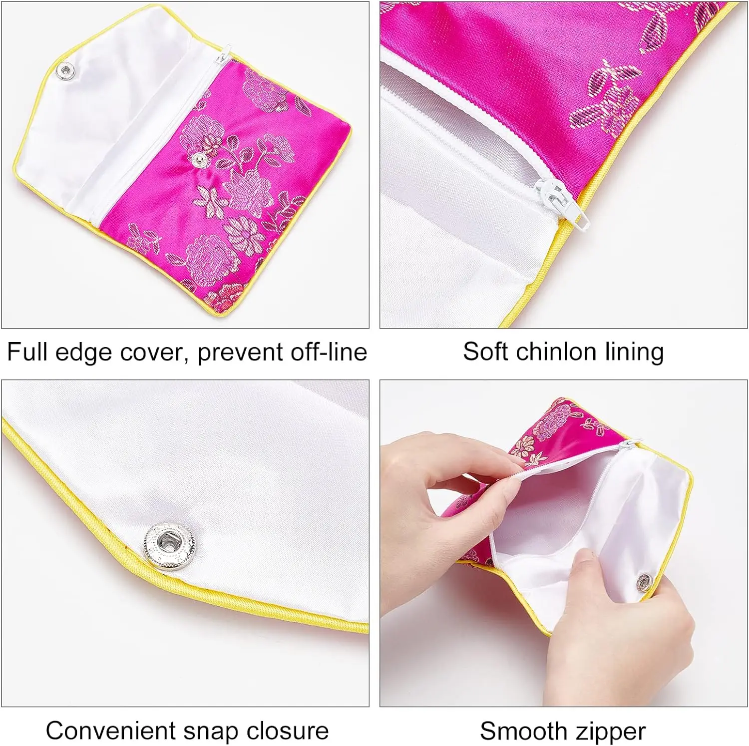 10Pcs Silk Jewelry Pouch with Zipper Chinese Silk Pouches Travel Jewelry Pouch Small Zippered Jewelry Pouches Asian