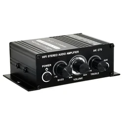 AK-270 AK270 12V Mini wzmacniacz mocy HIFI Audio do kina domowego 2 wzmacniacz kanałowy wejście USB/SD AUX