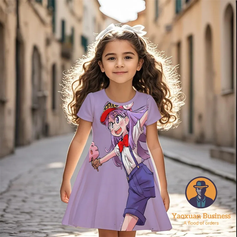 2025 رائجة البيع Arale الفتيات الأطفال فستان مُزين بطباعة ثلاثية الأبعاد لطيف جميل كول الصيف الكرتون