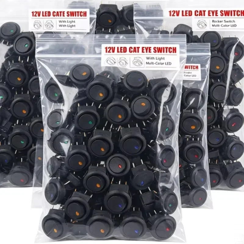 1/3pcs Boat Switch with Indicator Light Car Truck Rocker Switch on/Off Control SPST 3-Pin 2-Position Marine Auto 12V LED