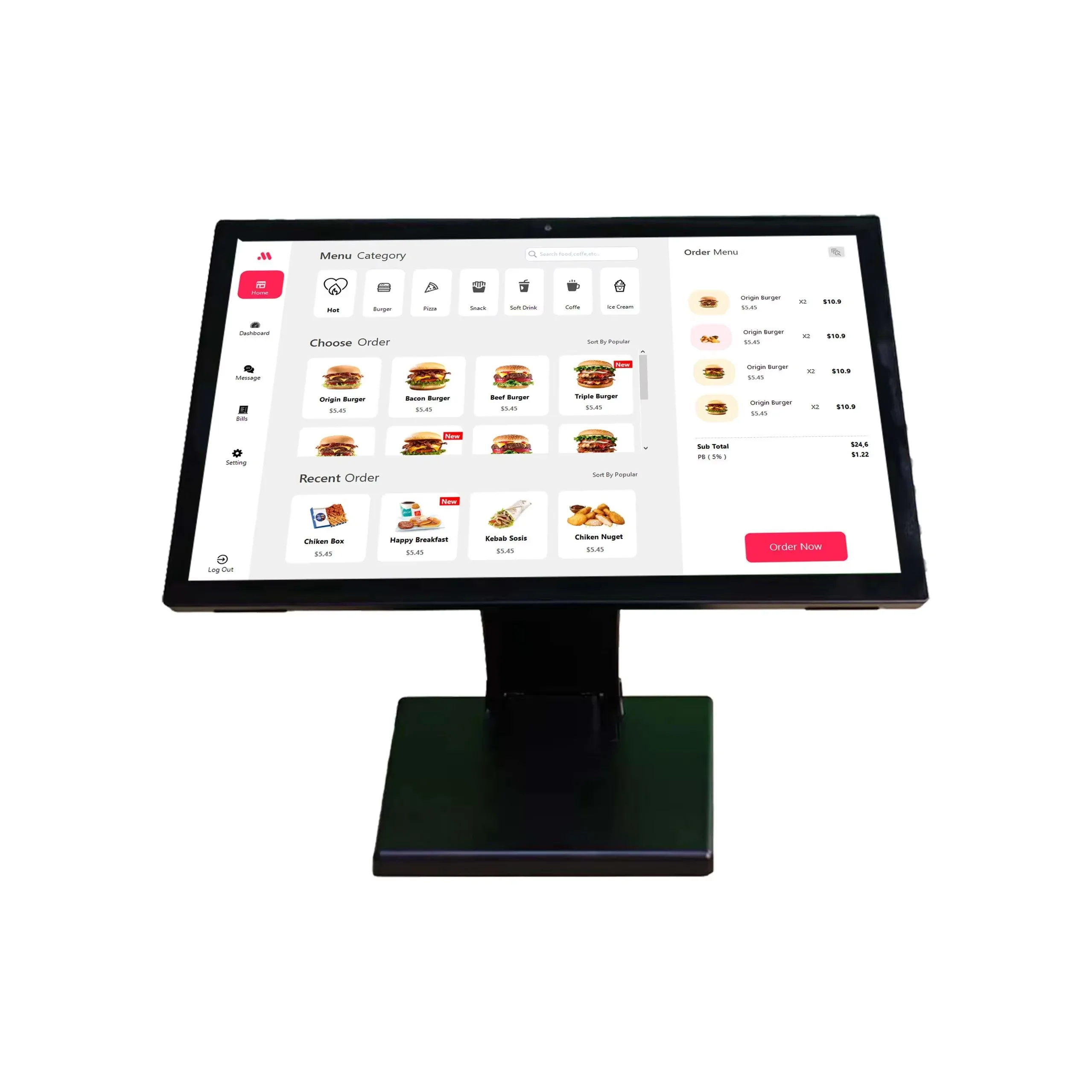 Android 13 Cash Registe 15.6 Inch Touch Screen with 1920*1080P Foldable Stand 4G+32G Restaurant POS Teminal Ordering Kiosk