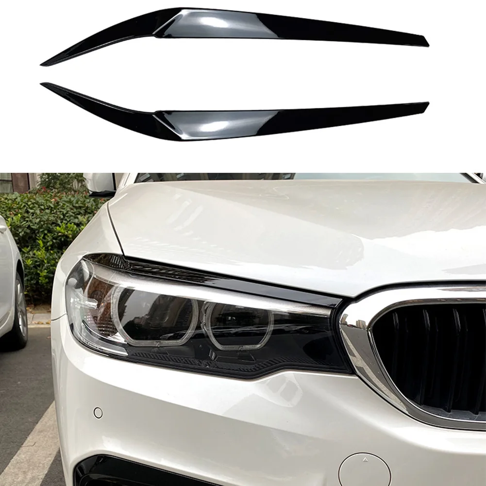 

Headlights Eyebrows Modified Car Stickers Headlamp Eyelid Headlight Eyelid Eyebrow Trims 2Pcs Carbon Black/Glossy Black Front