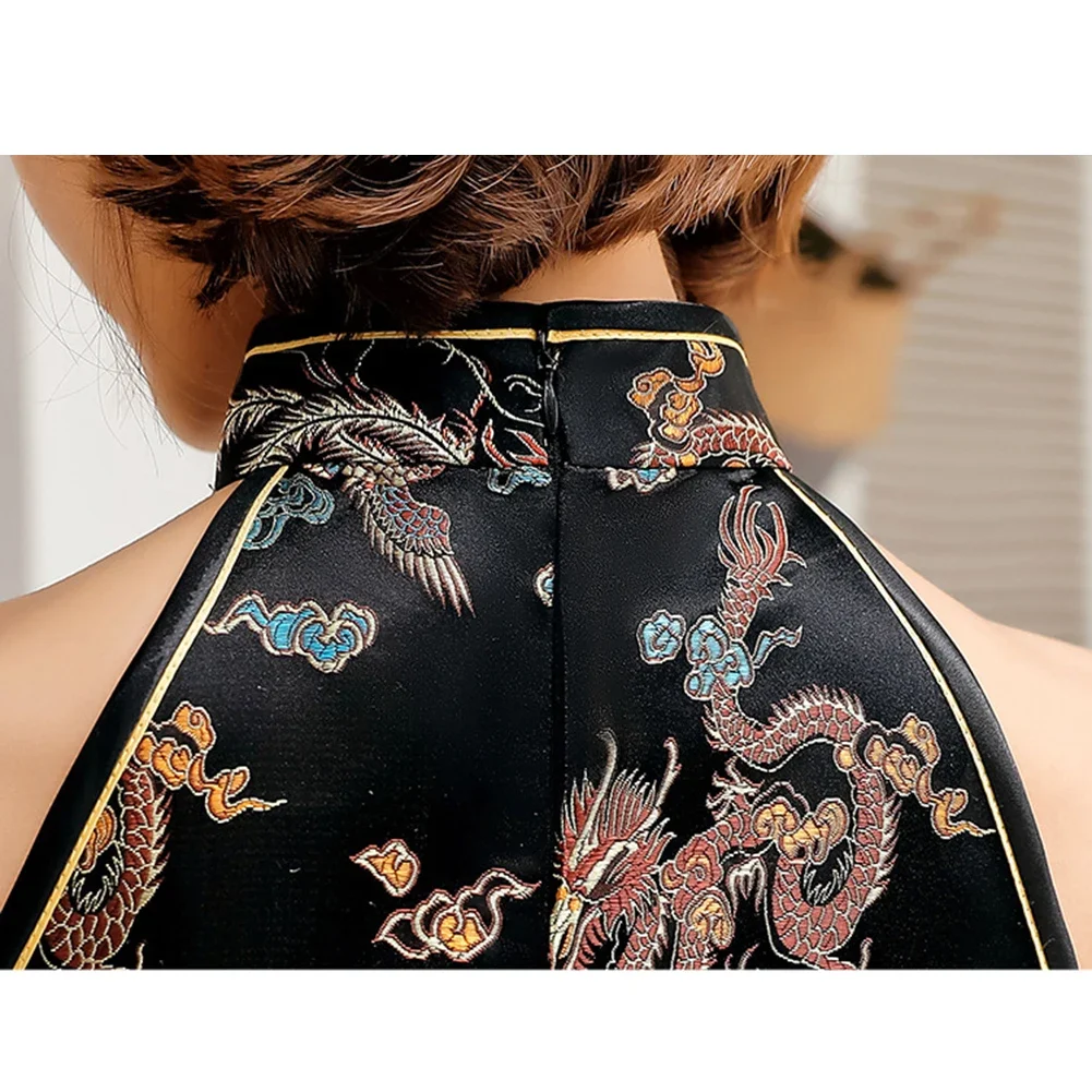 

Sleek & Modern Women's Cheongsam Dress Featuring a Unique Stand Collar Design and Trendy Slits Suitable For Any Occasion