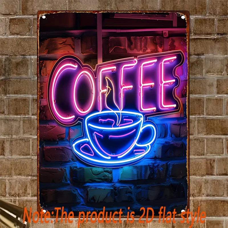 Vintage Neon Coffee Metal Tin Sign (es) - Perfect for Home, Bar, Restaurant Wall Decor | Gift for Halloween & Christmas,