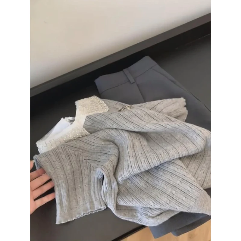 Ele ey Colletto per bambola in pizzo maglione lavorato a maglia ort Sle Faion da donna coreano dolce anti-invecchiamento primavera nuovo arrivo Top